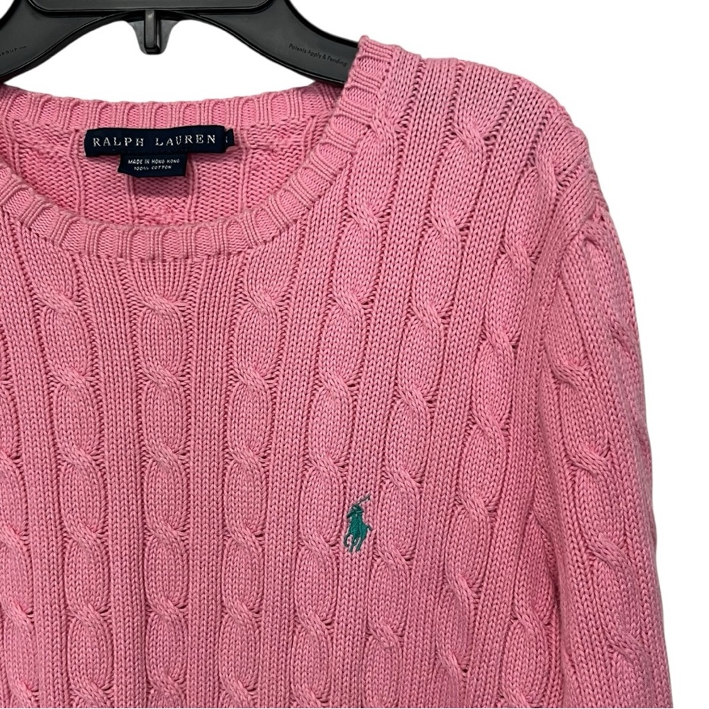 Ralph Lauren | Pink 100% Cotton Cable Knit‎ Sweater L - Picture 8 of 10